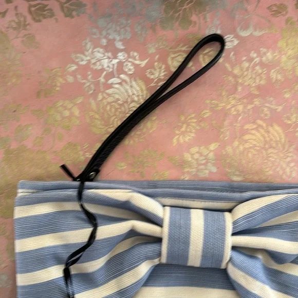 NWT Kate Spade Blue and Cream Striped Clutch - Picture 4 of 5